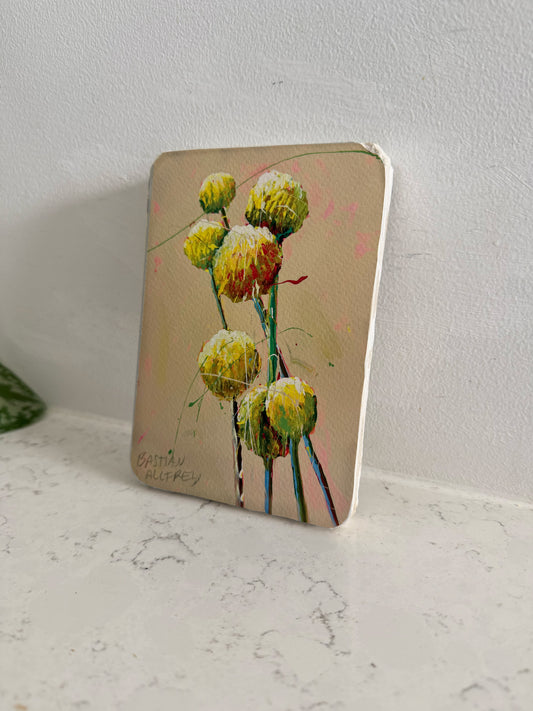 Yellow Buttons - Hand Embellished Tile