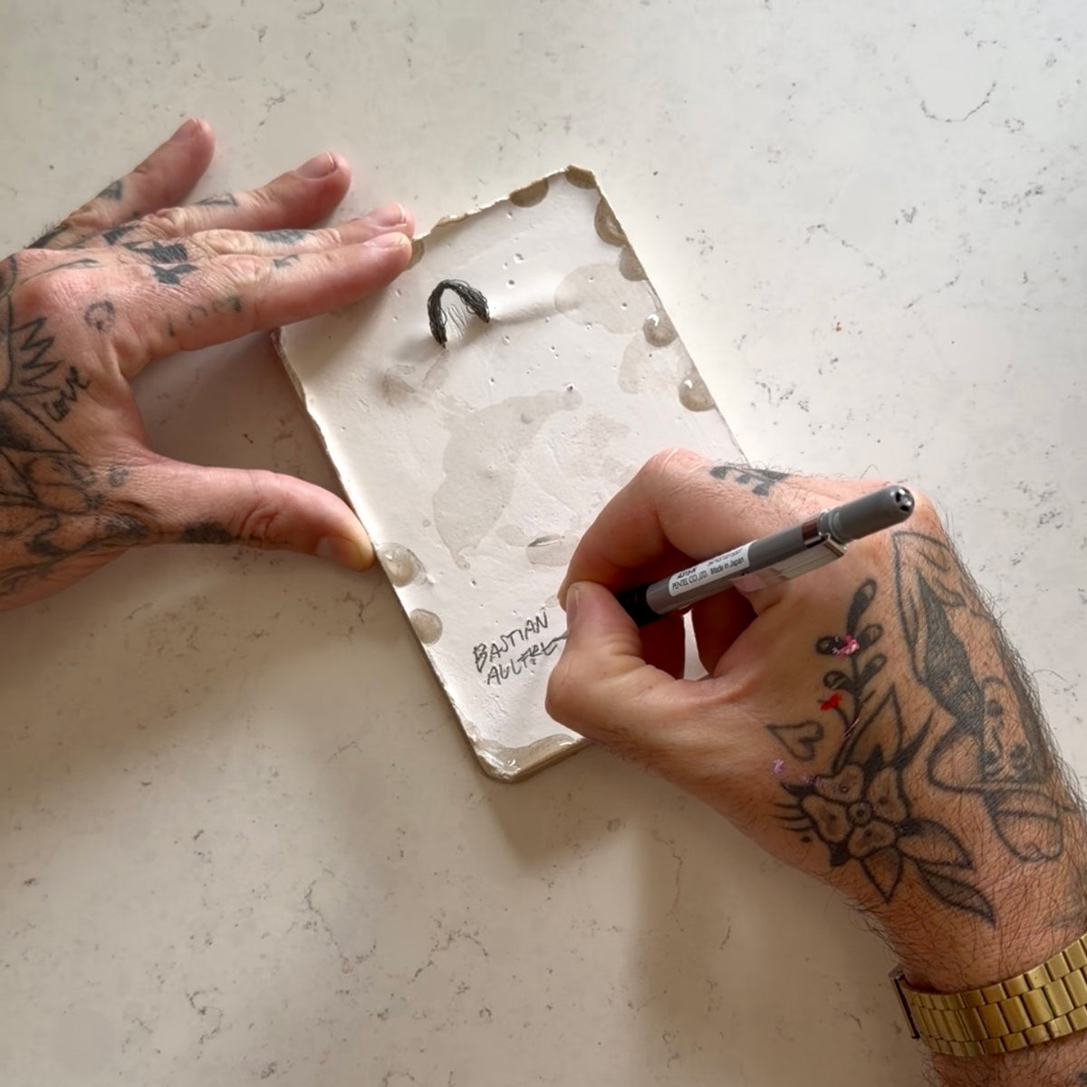 Desert Pea - Hand Embellished Tile