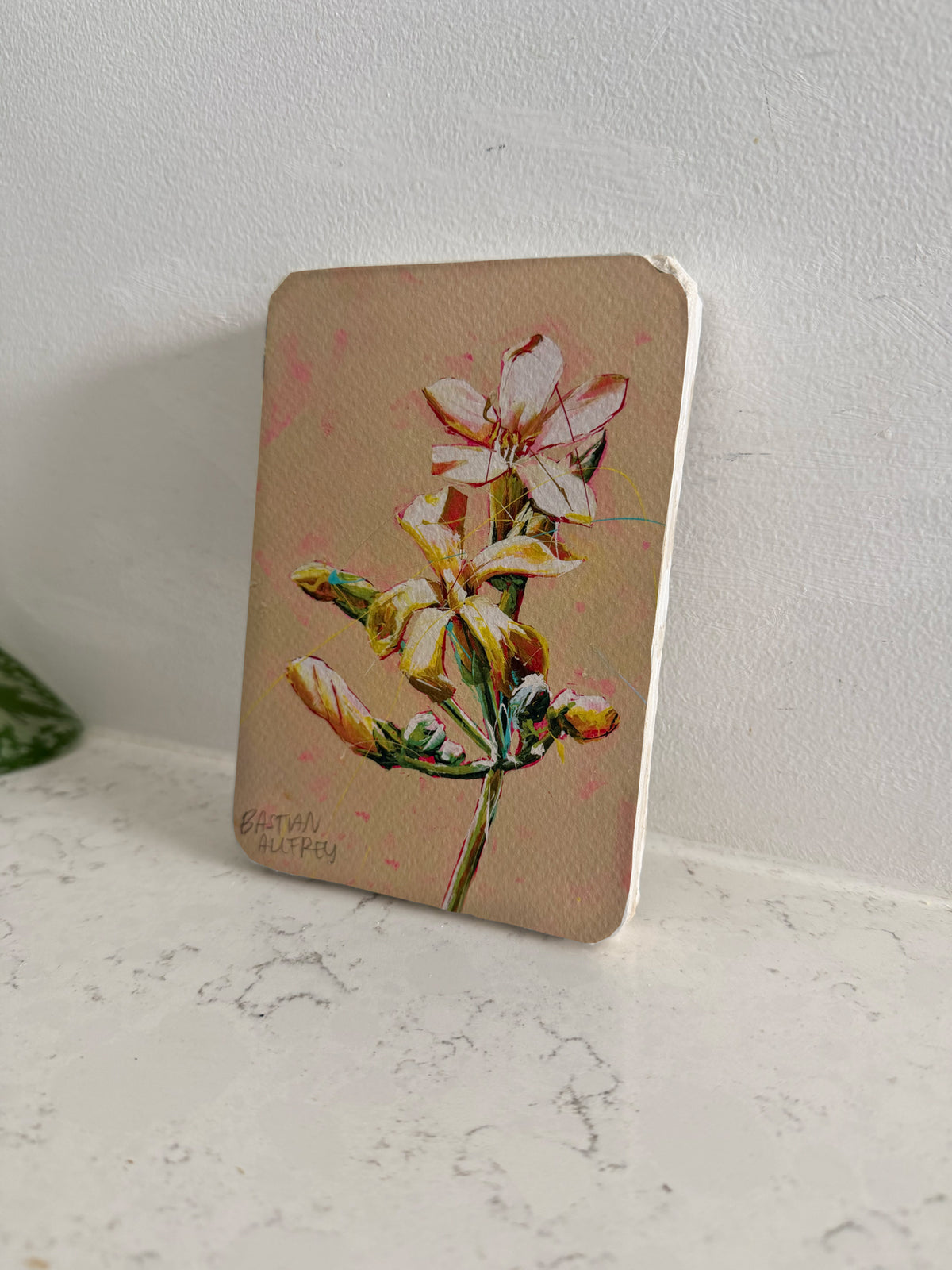 Queensland Frangipani - Hand Embellished Tile