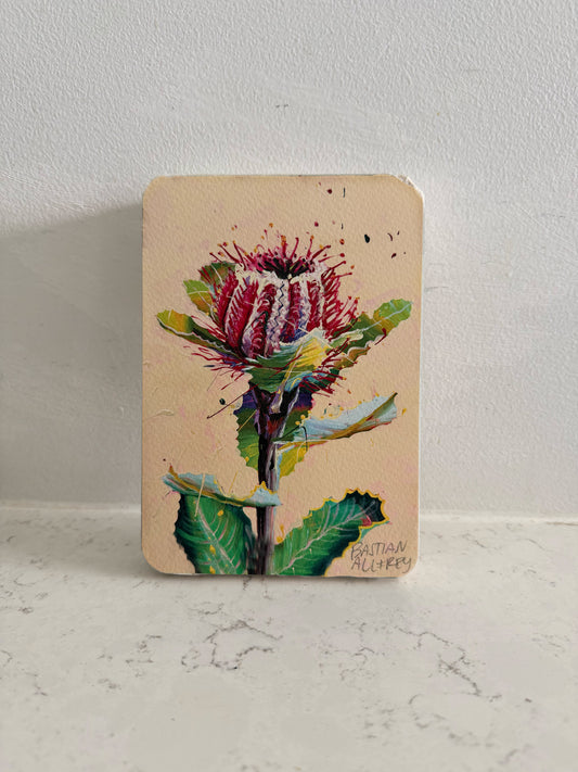 Scarlet Banksia - Hand Embellished Tile