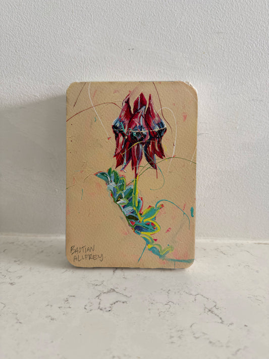 Desert Pea - Hand Embellished Tile