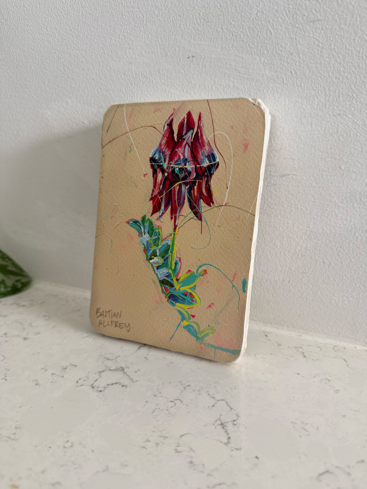 Desert Pea - Hand Embellished Tile