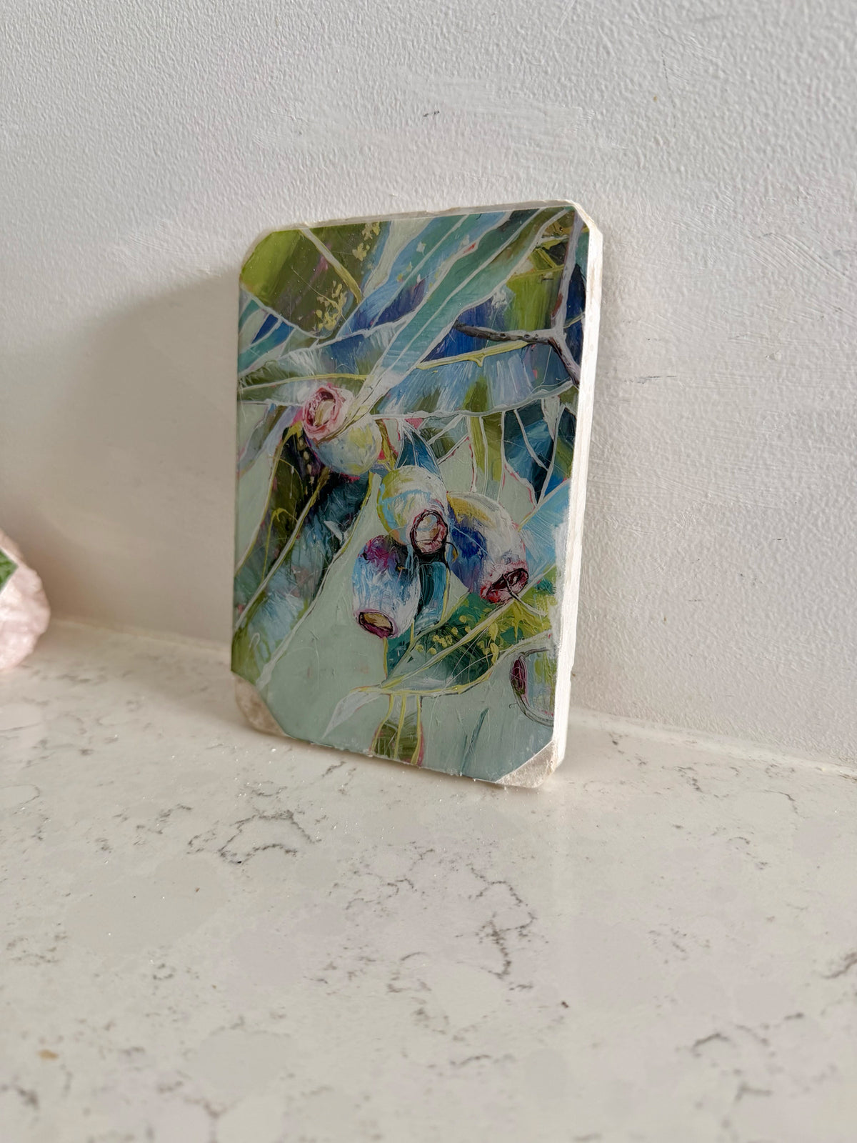 Eucalyptus #4 - Hand Embellished Tile