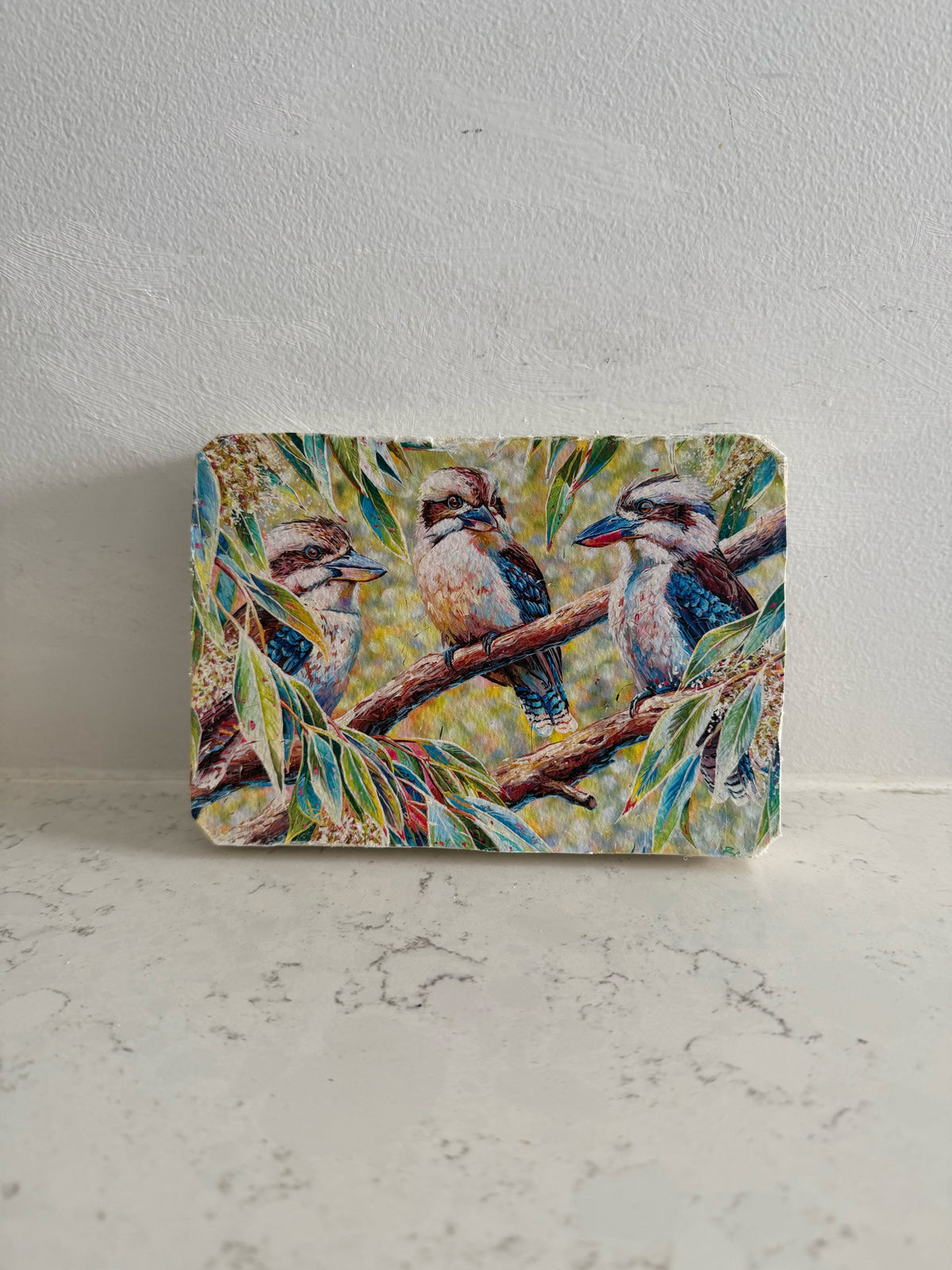 Three Kookaburras - Hand Embellished Tile