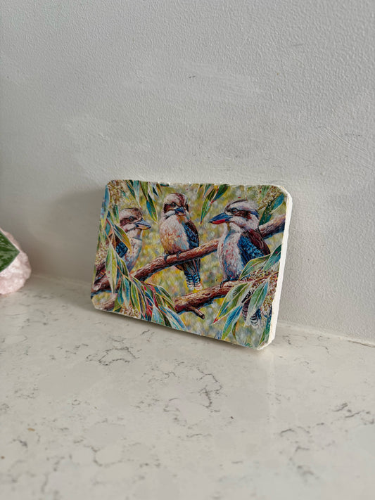 Three Kookaburras - Hand Embellished Tile